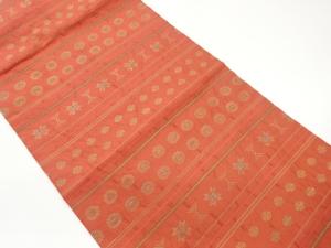 横縞に抽象丸文模様織出し名古屋帯